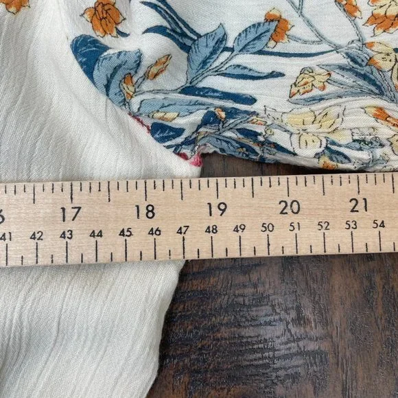 Billabong Top Small Play Day Blouse Floral Pink Ivory Long Sleeve Women's - Picture 10 of 14